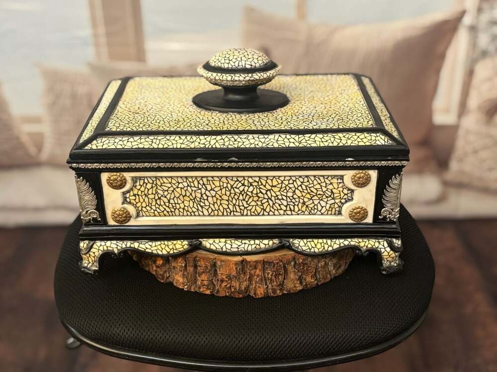 Vintage Moroccan Camel Bone Repousse Berber Sandok Chest Box